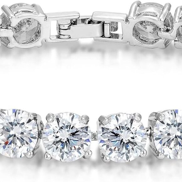Jewelry - Tennis Bracelet Women - 7mm Red Cubic Zirconia Silver Plated 7 Inch with Secure